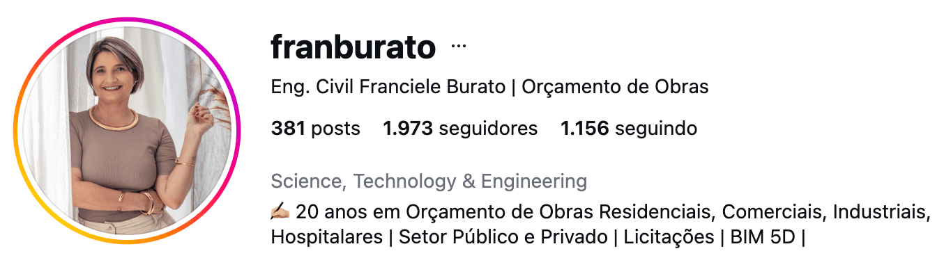 @franburato — Eng. Civil Franciele Burato, orçamento de obras
